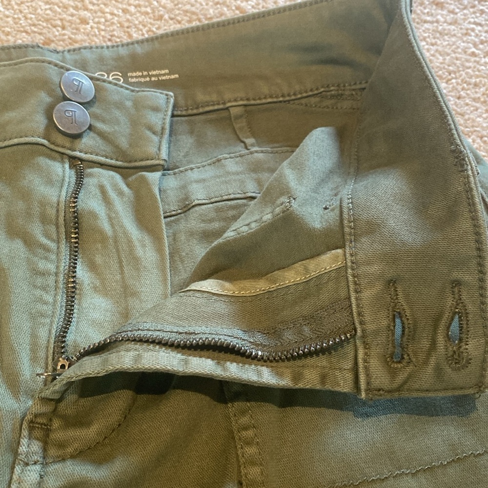 Anthropologie Pilcro Cotton Straight Leg Pants Army Green Sz 26 - Picture 5 of 11